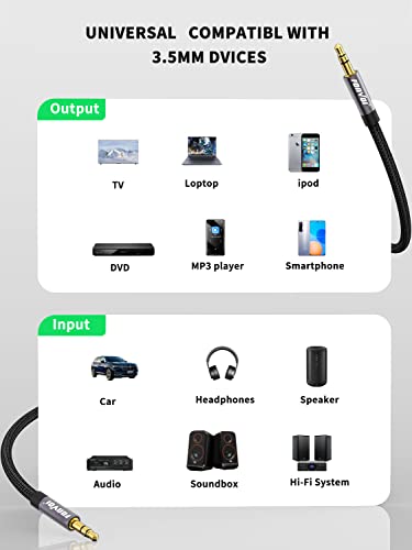 AUX Cable,3.5mm Audio AUX Cord for Car,Braided 3.5mm Male to Male Stereo Cable, Compatible with:Headphones, Phones, iPod,Car Audio,MP3 and More (4FT+4FT) - size: 4 ft + 4 ft