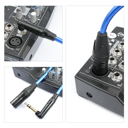 3.3FT Right Angle 1/4 TRS to XLR 3Pin Male Audio Cable,6N OFC+Silver Plated HI-END Audio Cable,Right Angle 6.35mm TS to XLR Male for Micphone Mixer Active speakers-2Pack - size: 3Feet（2Pack）, style: 90° TRS To XLR M