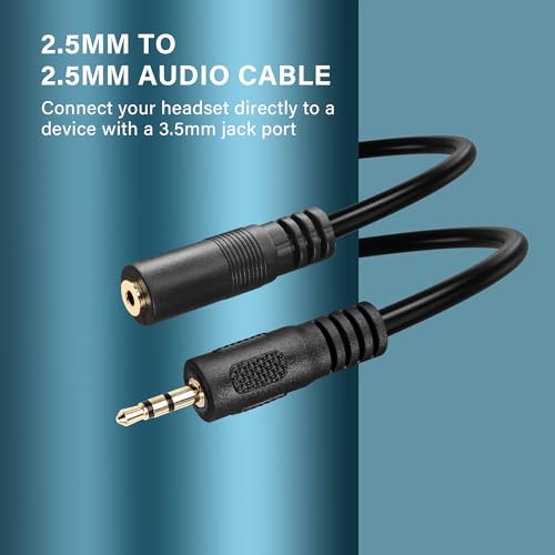 2.5mm TRS Audio Aux Cable,2.5mm Male to Female Stereo Audio Extension Cable for Smartphone,Headphone,Mp3 Player（0.3M）