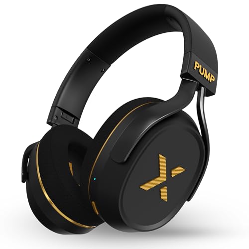 BlueAnt Pump X Wireless Over-Ear Headphones, Bluetooth, Powerful Bass, Active Noise Cancelling & Transparency Mode, Interchangeable Ear Cups, All-Day Comfort for Gym and Training, Black/Gold - color: Black | Gold