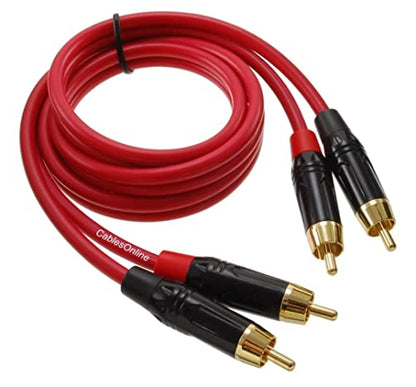 CablesOnline, 6ft. Two-RCA Male to Two-RCA Male Gold-Plated Ultra-Flexible Red Premium Audio Cable, AV-406QR - size: 6ft.