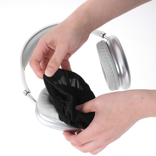 Piriuuo 2 Pairs Headphone Covers, Washable Headphone Ear Covers Stretchable Headphone Covers for Ears Black Headset Ear Covers Earphone Covers Headphone Ear Covers Replacement