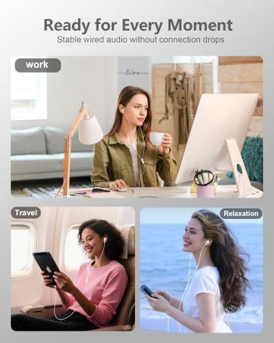 3.5mm Aux Jack Earbuds, Wired Over Ear Buds with Microphone, in-Ear Headphones for Apple iPhone ipad EarPods for Computer Laptop Gaming Devices, Stereo Bass Earphones for MP3 PC Air Pods Samsung - color: White