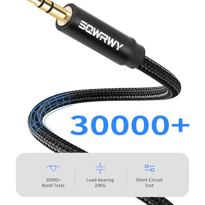 1/4" to 3.5mm Stereo Audio Adapter, 6.35mm Female to 3.5mm Male Stereo Audio Adapter Cable, Nylon Braided 1ft/30cm Cable for Headphones, Guitar, Amplifier, Amp & Audio Equipment 2-Pack - color: 3.5 male to 6.35 female