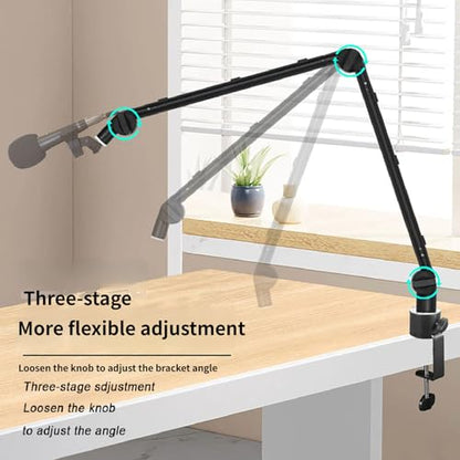 Compact Suspension Scissor Arm with 40 Inch Reach and Built-in Cable Management for Creators Studio Microphone Stand