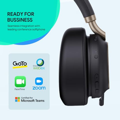 Yealink BH76 Plus with Stand ANC Wireless Headset for Work, Bluetooth Headsets with Microphone Active Noise Cancelling, Microsoft Teams Certified Headset UC Compatible with PC Mac Mobile Phone