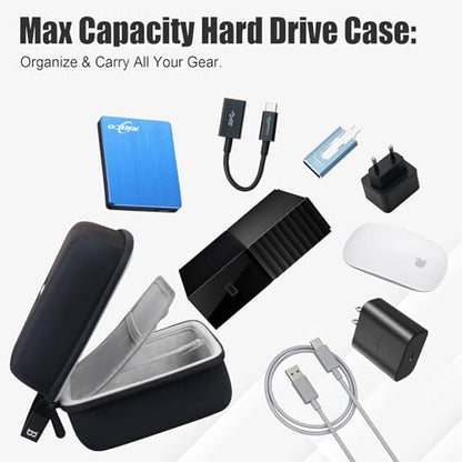 BOVKE Hard Drive Case for WD Elements My Book Seagate Expansion Desktop External Hard Drive HDD 6TB 8TB 10TB 12TB 14TB 16TB 18TB 22TB 24TB 26TB 28TB, 3.5 Inch Portable Desktop HDD Carrying Case, Black - color: Black