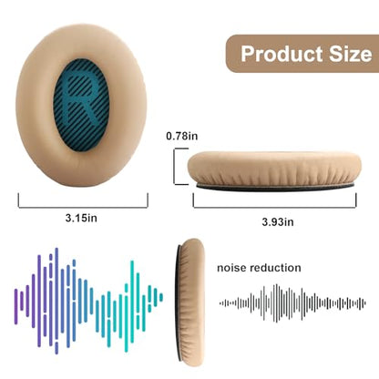 QC25 Earpads Replacement Ear Cushions Cover Compatible with Bose QuietComfort 35 25 15 2 / QC35 QC25 QC2 QC15 AE2 AE2i AE2w SoundLink SoundTrue Around-Ear Headphones Memory Foam Ear Pads - color: Beige