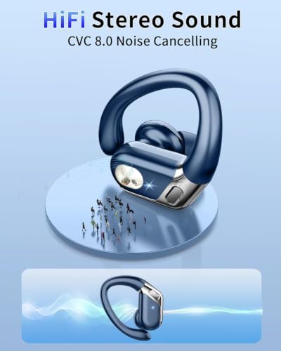 Wireless Earbuds, Bluetooth 5.4 Headphones Sport, 75H Deep Bass Sound Over Ear Buds with 4 ENC Noise Cancelling Mic, Dual LED Display, IP7 Waterproof Earphones with Earhook for Workout/Running/Gym | Sport, Over Ear Buds, 4 ENC Noise Cancelling Mic, Dual L