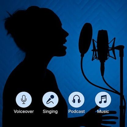 Portable Recording Booth for Home Studio, Vocal Booth for Voiceover | 670+ GSM sound blanket, polyester & non-woven layers, virgin fiberfill, echo reduction for podcast, voice acting & singing