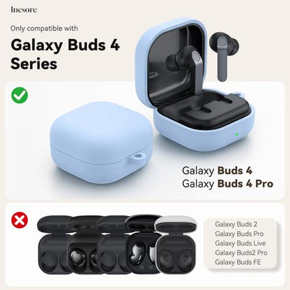 Inesore for Galaxy Buds 4 Pro & Galaxy Buds 4 Case (Sky Blue) | Skin Friendly Silicone Material, with A Multifunctional Cleaning Pen Tool and Keychain, Scratch Resistant, Slip Resistant - color: Sky Blue