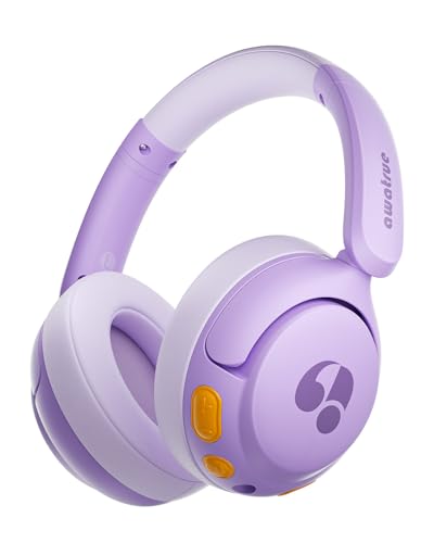 awatrue Kids Bluetooth Headphones, 85dB Volume Limiter, Purple HK02 | Foldable Wireless, Bluetooth 5.4, 75H Playtime, Built-in Mic, for iPad & Travel - color: Purple