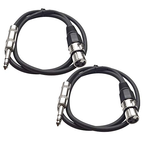 Seismic Audio - SATRXL-F2-2 Pack of 2 Foot 1/4 Inch TRS to XLR Female Patch Cables - Balanced - 2 Foot Patch Cord - Black and Black - color: Black and Black
