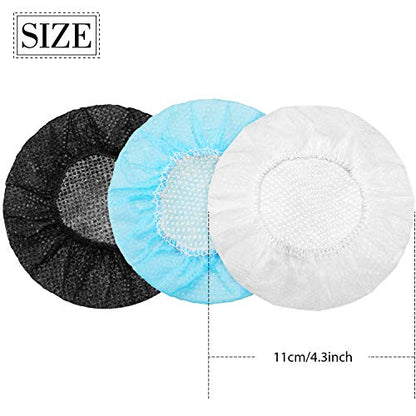 BBTO 300 Pieces Disposable Headphone Covers Non Woven Sanitary Fabric Headset Earphone Covers for Ear Pad Headphones(L-11 cm,White, Blue, Black) - color: White, Blue, Black, size: L-11 cm