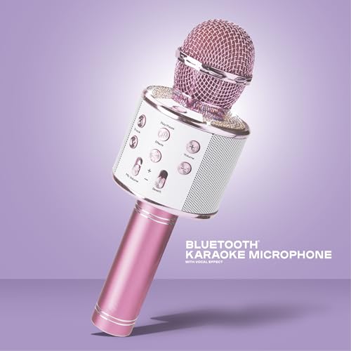 Claire's Bluetooth Karaoke Microphone for Kids, Wireless Mic with Voice Effects, Echo, USB-C Charging, Volume Controls & TF Card Slot, Portable & Durable Toy for Singing, Parties & Gifts, Ages 6+