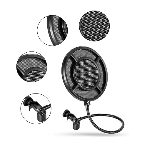 PS-1 Microphone Pop Filter Dual Layer Metal Grill Filter Shidle Anti-Spray Net for Studio Live Broadcast On-line Chat