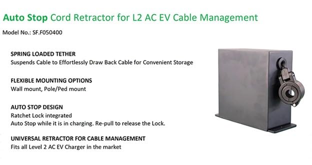 Inteset Retractable Cable Management Pulley System for EV Charger, Rugged Commercial Grade, Auto Stop Ratchet, Outdoor Rated