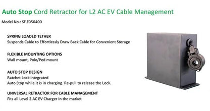 Inteset Retractable Cable Management Pulley System for EV Charger, Rugged Commercial Grade, Auto Stop Ratchet, Outdoor Rated