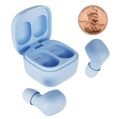 Mini Invisible Wireless Earbuds, Bluetooth 5.3, Mic & Charging Case, Blue | 12-HR Playtime, Touch Control, Sweat & Splash Resistant, Works with Siri, Alexa & Google, Compatible with iPhone & Android - color: D-Blue
