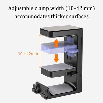 Over-ear headphone holder/Clamp-style headphone mount,djustable clamp width (10–42mm),suitable for gaming setups and various desk surfaces(White) - color: White