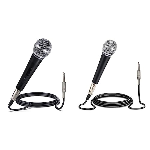 Pyle Professional Dynamic Vocal Microphone - Moving Coil Dynamic Cardioid Unidirectional Handheld Microphone & Pro Includes 15ft XLR Cable to 1/4'' Audio Connection, Connector, Black