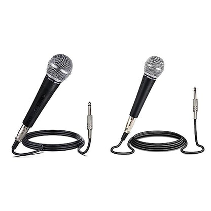 Pyle Professional Dynamic Vocal Microphone - Moving Coil Dynamic Cardioid Unidirectional Handheld Microphone & Pro Includes 15ft XLR Cable to 1/4'' Audio Connection, Connector, Black