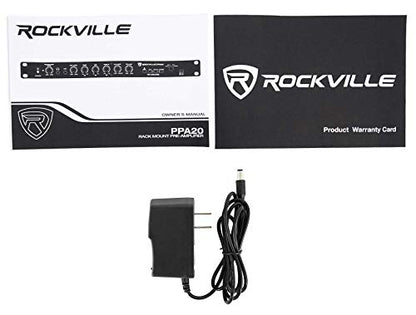 Rockville PPA20 1U Rack Mount Pre-Amplifier with Crossover and 3-Band EQ | XLR Output, Phono/5 AUX/Mic Inputs, Low Cut Filter, Ground Lift, Headphone Out, 5Hz-30KHz, Loudness Compensation