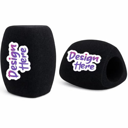 Custom Fuzzy Microphone Windscreen, Plush Foam Mic Cover with Logo or Text, Triple-Side Printable, Wind Noise Reduction, Fits Most Handheld Microphones (Black) - color: Black