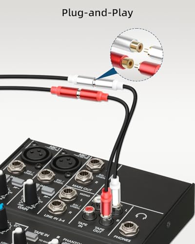 RCA Cable 0.3m, Short 2RCA Male to 2RCA Male Audio Cable for Home Theater, Speaker, Amplifier, Subwoofer, Stereo System (MM)(2PCS) - style: male to male