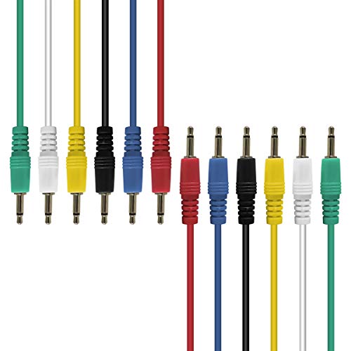 AxcessAbles 3.5mm TS Patch Cables | 1/8 Inch TS Aux Cable Pack (1ft, 6 Pack) | Eurorack Synthesizer Audio Cables | Multicolor Unbalanced Patch Cables - size: 1ft