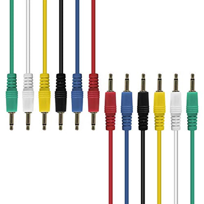 AxcessAbles 3.5mm TS Patch Cables | 1/8 Inch TS Aux Cable Pack (1ft, 6 Pack) | Eurorack Synthesizer Audio Cables | Multicolor Unbalanced Patch Cables - size: 1ft