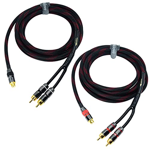 Arklove 20ft Shielded RCA Splitter Subwoofer Stereo Audio Video Cable 1 Female to 2 Male Dual Speaker Y Adapter Connector Extension Cord 24k Gold Plated(2 Pack) - size: 20ft, style: rca 1female to 2male