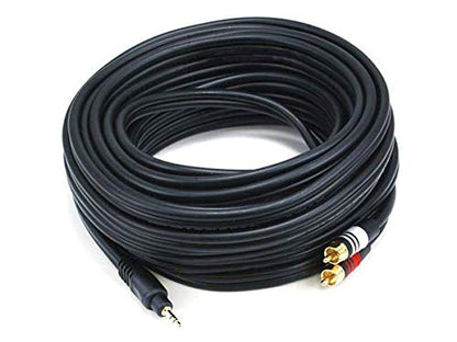 Monoprice Audio Cable - 10 Feet - Black | Premium Stereo Male to 2 RCA Male 22AWG, Gold Plated - size: 10ft, style: Single Pack