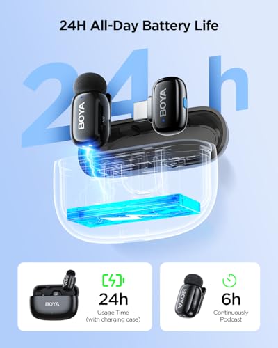BOYA Mini 2 Wireless Lavalier Microphone for iPhone15/16/17 & Android, Ultra Mini Mic with Noise Reduction, Lapel Microphone for Vlogging TikTok YouTube Content Creators - style: Mini 2(USB-C 1*RX)