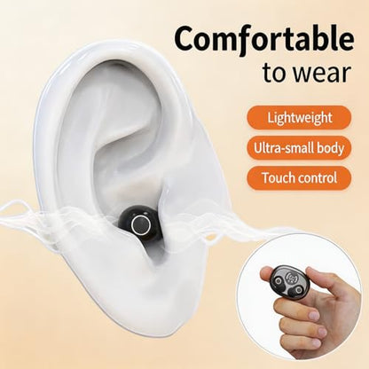 Mini Wireless Bluetooth Earbuds with LED Display, in-Ear Sleep Earphones with Soft Silicone Ear Caps, Compact Charging Case, 5.4 Chip, High Sound Quality (White) - color: White
