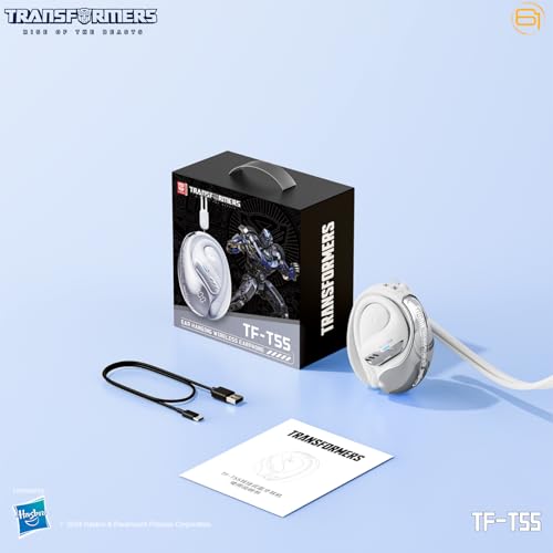 Transformers Earbuds T55, Bluetooth Wireless Gaming Earbuds with Mic, Open-Back in Ear Earbuds, Low Latency, HiFi Calling, Dual Modes, LED Display (Mirage White) - color: Mirage White