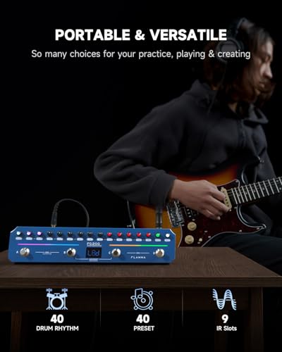 FLAMMA FG200 Intelligent Multi-Effects Guitar Pedal with 52 AMP Models 5 BOOST Models 16 CAB Simulations 7 Effects Modules 9 IR Slots 40 Presets 40 Rhythm Styles Support APP OTG