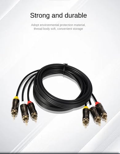 3RCA to 3RCA Cable 10ft, Gold Plated 3RCA AV Cable, High Performance Audio Video Cable for Home Theater, DVD Player, HDTV, Subwoofer - 3m/10ft, Shielded, Lossless Transmission, TPE Jacket