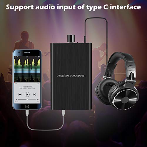 MYPIN Headphone Amplifier with Bass Boost, Support 3.5mm AUX and Type-C 16-600Ω Headphone -3.5mm Stereo Audio Out, GAIN, Bass for Mac, Phones, iPad, MP3, MP4 and Computers,Xbox one,PS4,PS5 Controller