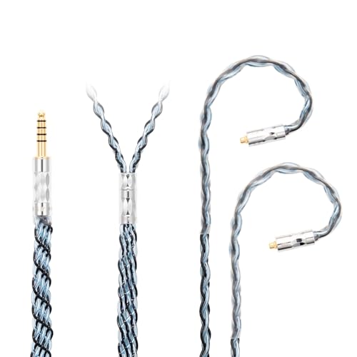 IEM MMCX 4.4MM Balanced Cable, 4ft+/1.3Meter Long, 8-Strand OCC Silver in Ear Monitor Wire for SE846 Cable, se535 Cord, Dunu TITAN6, DK3001Pro, DK4001 (4.4mm to Dual MMCX Male Version) - size: 4.4mm to Dual MMCX Male Version