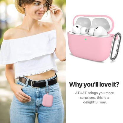 for AirPods Pro 3 Case Cover, Protective Soft Silicone with Keychain Cleaning Pen for Women Men for Apple AirPods Pro 3rd Generation Case(2025), Front LED Visible, Light Pink - color: A-Pink