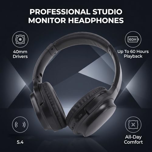 Zopsc Wireless Bluetooth 5.4 Studio Monitor Headphones Over Ear, 40mm Drivers HiFi Stereo, Wired Wireless Headset for Recording Mixing DJ Guitar Amp PC, 6.35mm 3.5mm.
