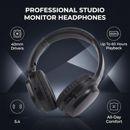 Zopsc Wireless Bluetooth 5.4 Studio Monitor Headphones Over Ear, 40mm Drivers HiFi Stereo, Wired Wireless Headset for Recording Mixing DJ Guitar Amp PC, 6.35mm 3.5mm.