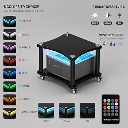 2-Tier AV Media Stand with Wheels,LED HiFi Audio Rack for Stereo Equipment | Large Storage Open-Air Cooling Easy Mobility Fits Amplifiers, Receivers, Game Consoles and DVD Players