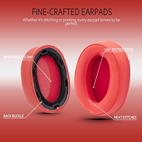 Krone Kalpasmos Replacement Earpads for Sony WH-H900N h.Ear on 2 & Sony MDR-100ABN Headphones, Sony Headphone Cushions Compatible with Sony 900N, Sony WH H900N earpads with Soft Foam Leather(Red) - color: Red