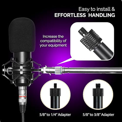 Mic Stand Adapter Set 8 pieces Metal Microphone Stand Screw Thread Adapter 5/8 Female to 3/8 Male 3/8 Female to 5/8 Male 5/8 Female to 1/4 Male 1/4 Female to 5/8 Male Tripod Adapter - color: 7 ADAPTER