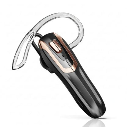 Bluetooth Earpiece Headset V6.0 with Noise Cancelling & 38 Hours Talk Time – Trucker Handsfree Earpiece, Dual Device Pairing, Single Ear Wireless Headphone for Cell Phone (Black with gold frame)