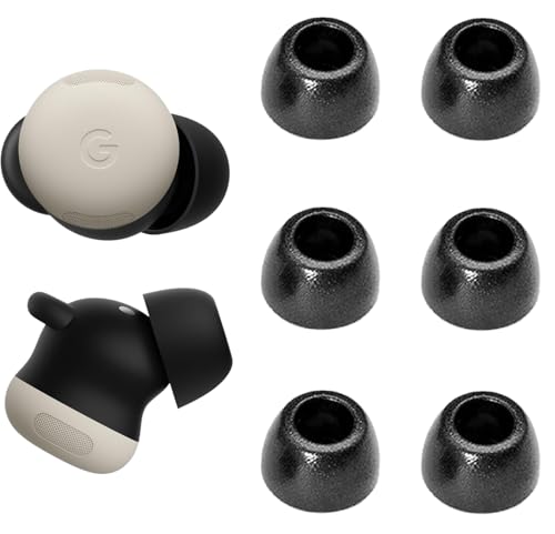 A-Focus for Pixel Buds Pro 2 Memory Foam Ear Tips Replacement Comfortable No Silicone Pain Fit in Case Eartips Cover Compatible with New Google Pixel Buds 2 Pro Black S 3 Pairs - size: S