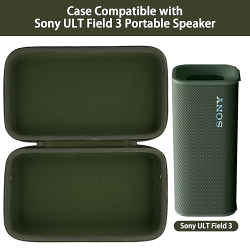 co2CREA Hard Case for Sony ULT Field 3 Wireless Bluetooth Speaker, Green | Portable Travel Bag Replacement with Detachable Shoulder Strap and Handle, Shockproof EVA Shell and Soft Lining - color: Army Green Case, style: Case for Sony ULT Field 3