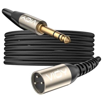 VIOY XLR to 1/4 Cable 32.8 FT, 6.35mm TRS to XLR Male Balanced Mic Cord | Multi-layer shielding noise reduction, nylon braided audio xlr cord for mixer, microphone, piano and karaoke device - size: 32.8FT